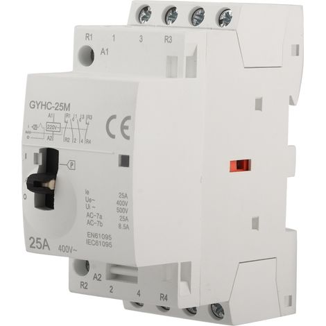 25a 220v 4p Ac-schütz Mit 2no+2nc Handschalter Für Din-schienenmontage Im Haushaltsbereich