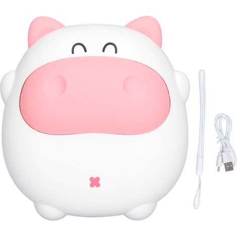 Tragbarer Usb-handwärmer In Schweinchenform – 2 Heizstufen, Nachtlicht, Weiß