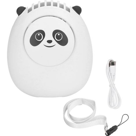 Niedlicher Bären-nackenventilator, Tragbar, 3 Geschwindigkeitsstufen, Usb-aufladbar, Leise, Blattloser Mini-ventilator Mit Kabel Für Reisen Und Büro, Weiß