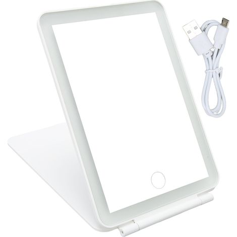 Tragbarer, Wiederaufladbarer Led-schminkspiegel Mit Hellem Touchscreen Und Faltbarem Design