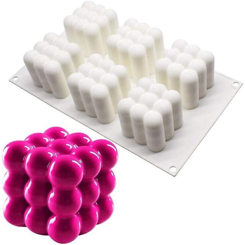 Handgefertigte 3d-silikonform Für Magische Würfelkuchen – 6 Mulden, Weiß