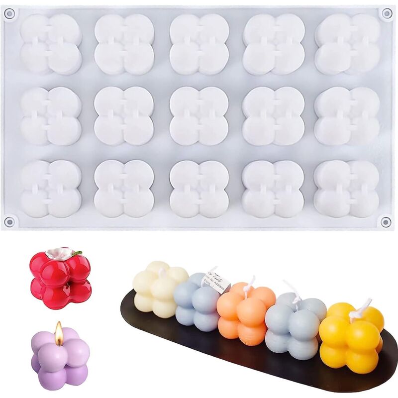 15-in-1 Silikonform Für Handgemachte Seifenblasenkerzen, Sojawachs, Harz, Seife, Kuchen