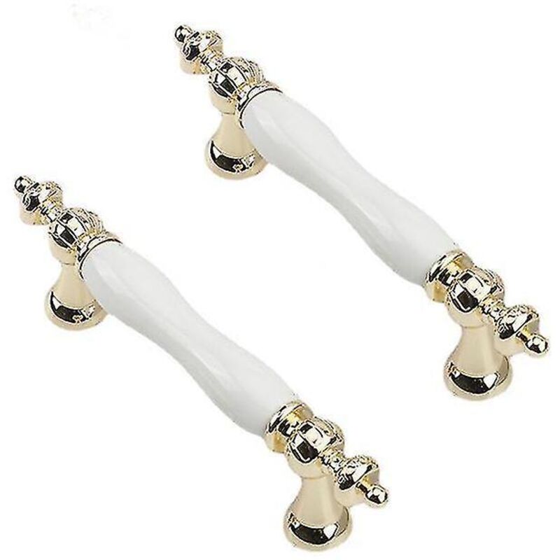 Set Mit 2 Tür- Und Schubladengriffen Aus Keramik Im Europäischen Stil Für Küchenmöbel (128 Mm Lochabstand)