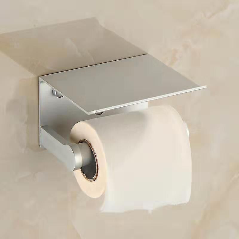 Wandmontierter Toilettenpapierhalter Aus Aluminium In Raumfahrtqualität Und Handyhalterung – Weiße Badezimmeraccessoires