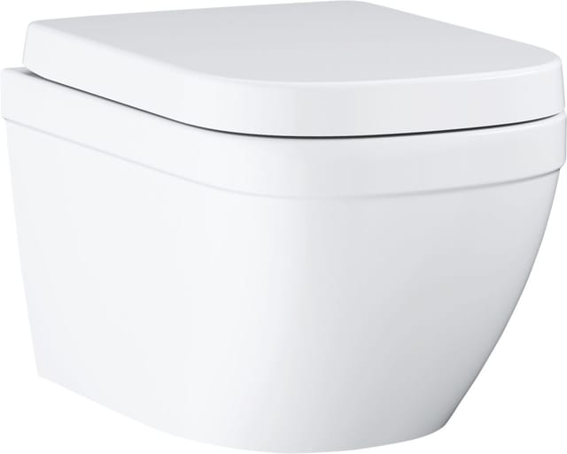 Grohe Wand-WC, Tiefspüler Euro Keramik alp-we, randlos, Abg. waag., mit Deckel