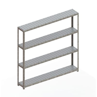 Meta Weitspannregal Speed Rack 2470 x 2500 x 400 mm verzinkt + 4 Fachebenen + Stahlpaneelen