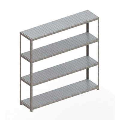 Meta Weitspannregal Speed Rack 2470 x 2500 x 600 mm verzinkt + 4 Fachebenen + Stahlpaneelen