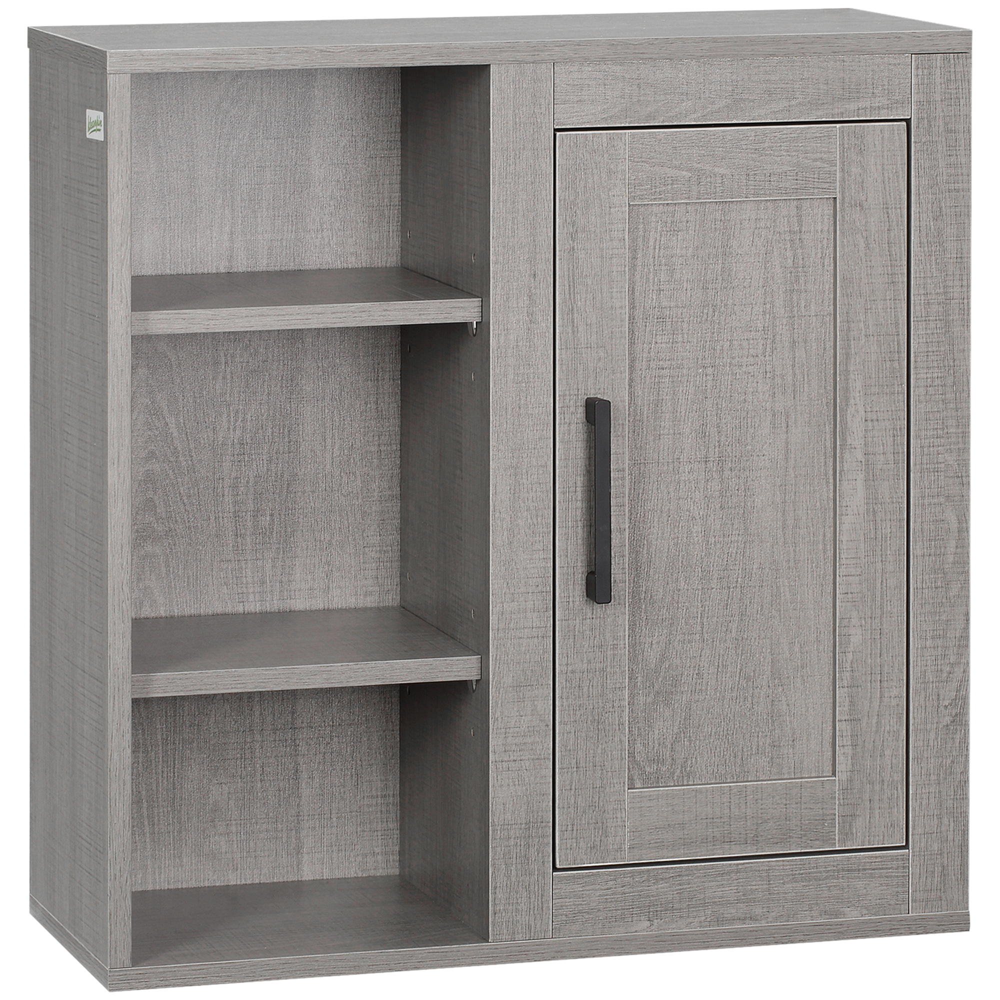 Wandhängender Badezimmerschrank Mit 3 Offenen Regalböden Und Einem Korpus Aus Spanplatte, 48 X 20 X 50 Cm, Grau