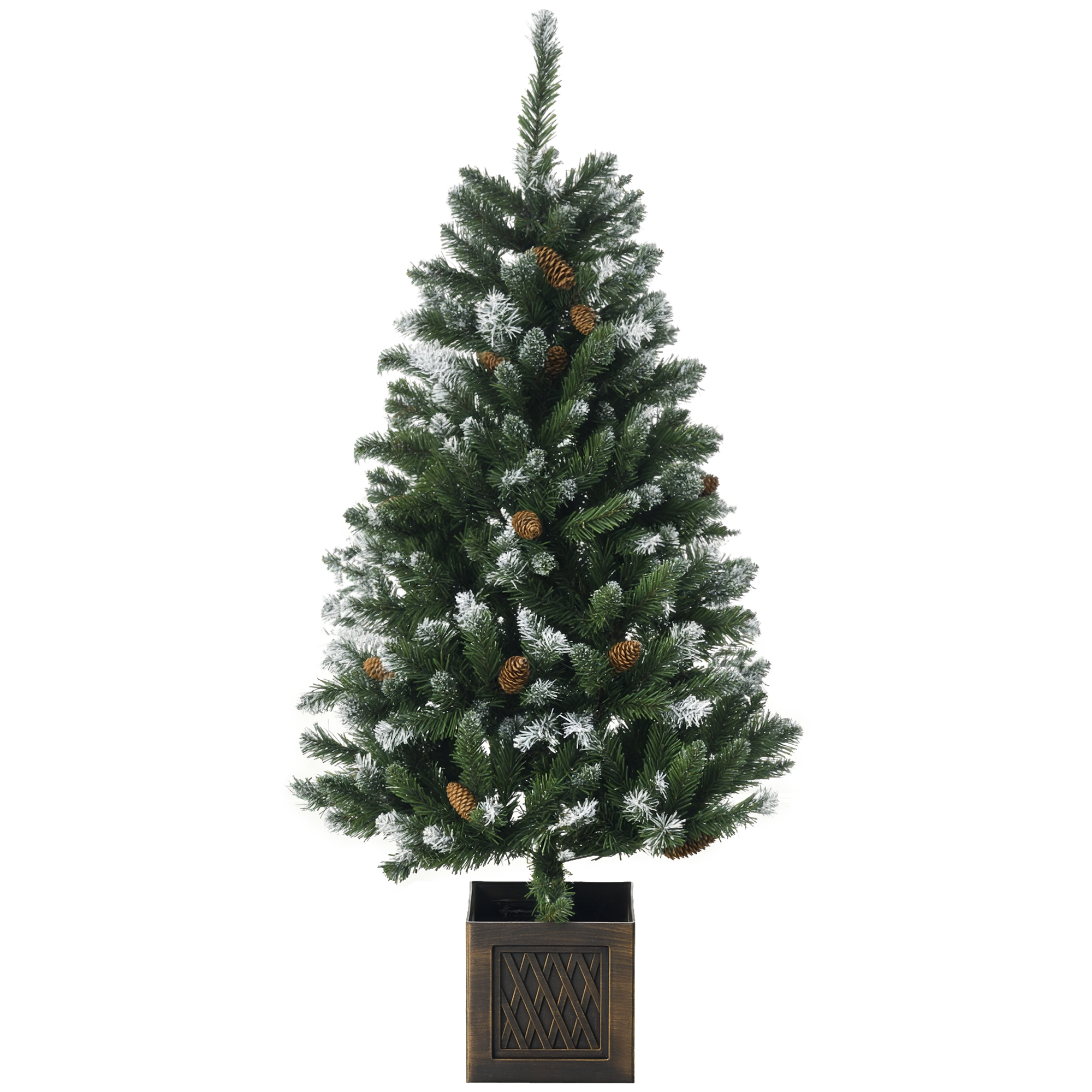120 Cm Hoher, Künstlicher, Schneebedeckter Weihnachtsbaum Mit 328 Zweigen Und Metallständer, Grüne Weihnachtsdekoration