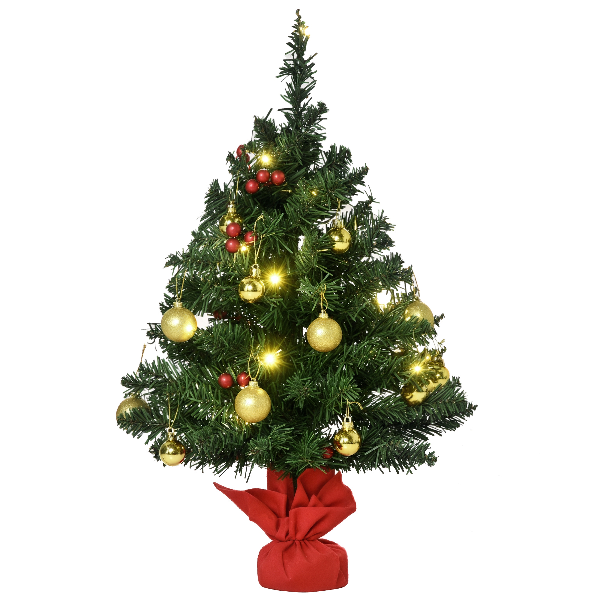 Kleiner 60 Cm Hoher Weihnachtsbaum Mit 15 Led-lichtern Und Dekorationen