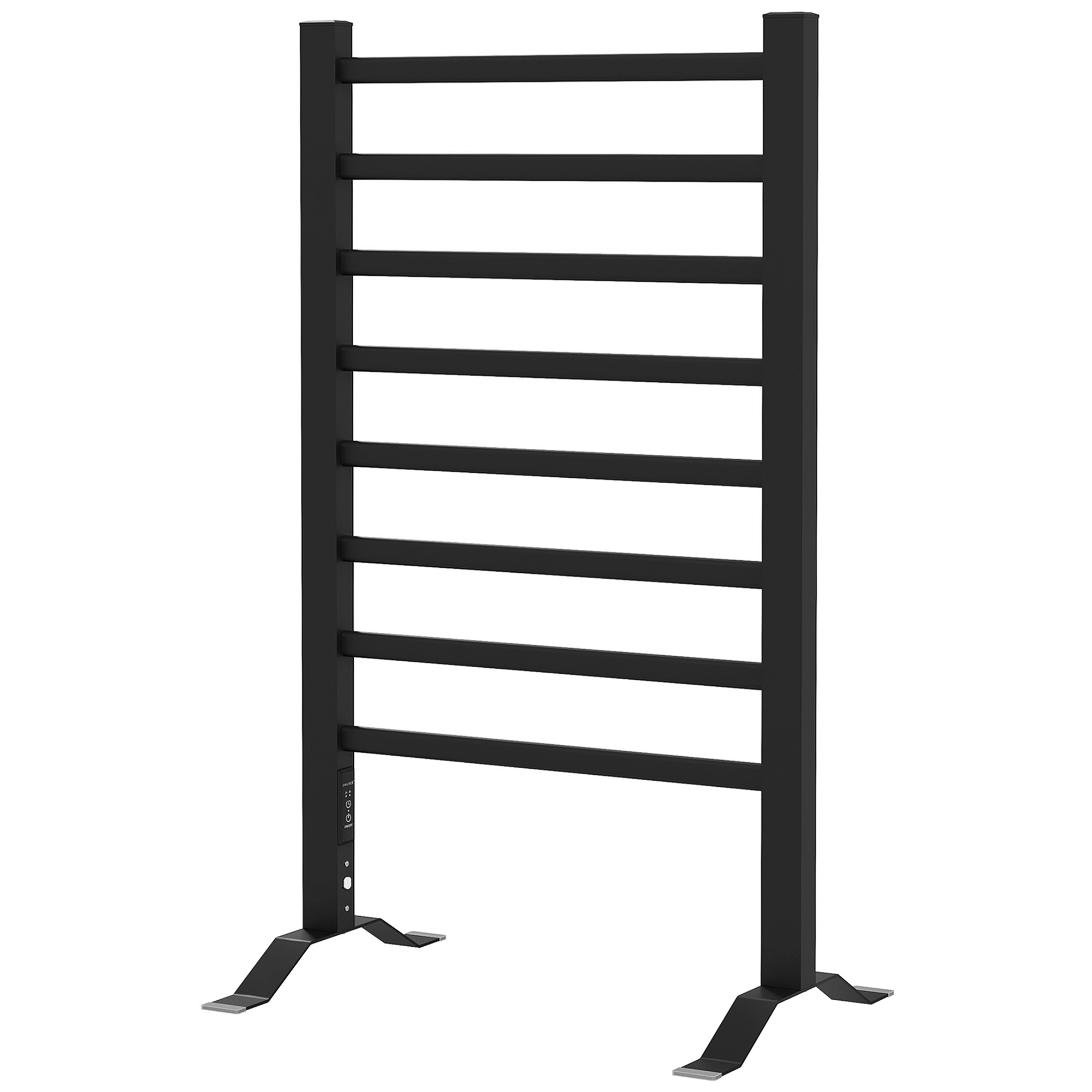 Elektrischer Handtuchwärmer, Zur Wandmontage Oder Freistehend, 8 Heizstäbe, 2/4-stunden-timer, Aluminiumlegierung, 53 X 35 X 90 Cm, Schwarz