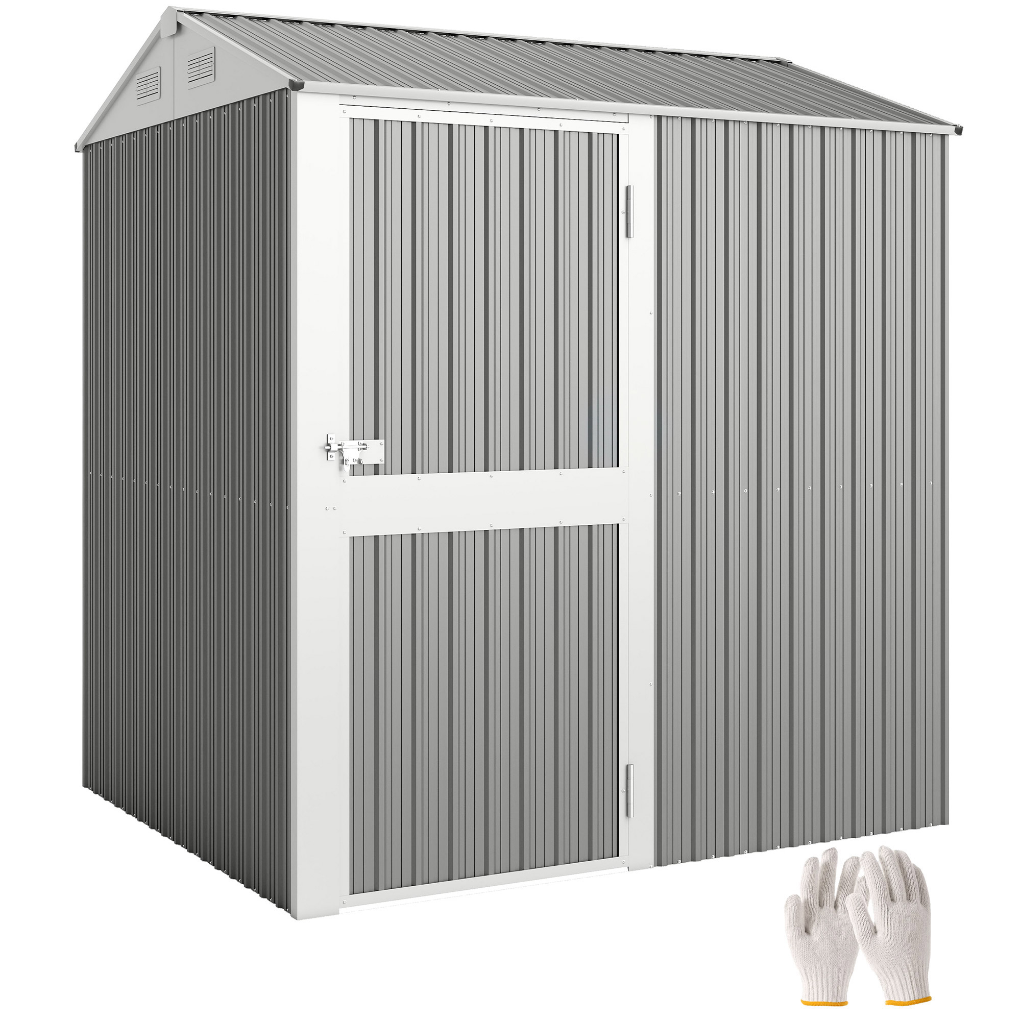 Gartenhaus Aus Stahl, 3,51 M² Hoch, Mit Belüftung Und Abschließbarer Tür, 209 X 177 X 236 Cm, Silber