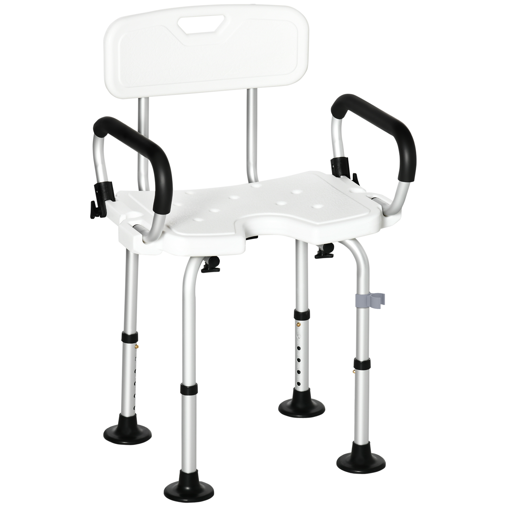 U-förmiger, Gepolsterter Duschstuhl Für Senioren, Menschen Mit Behinderung Und Schwangere, 54 X 52 X 70–82 Cm, Weiß