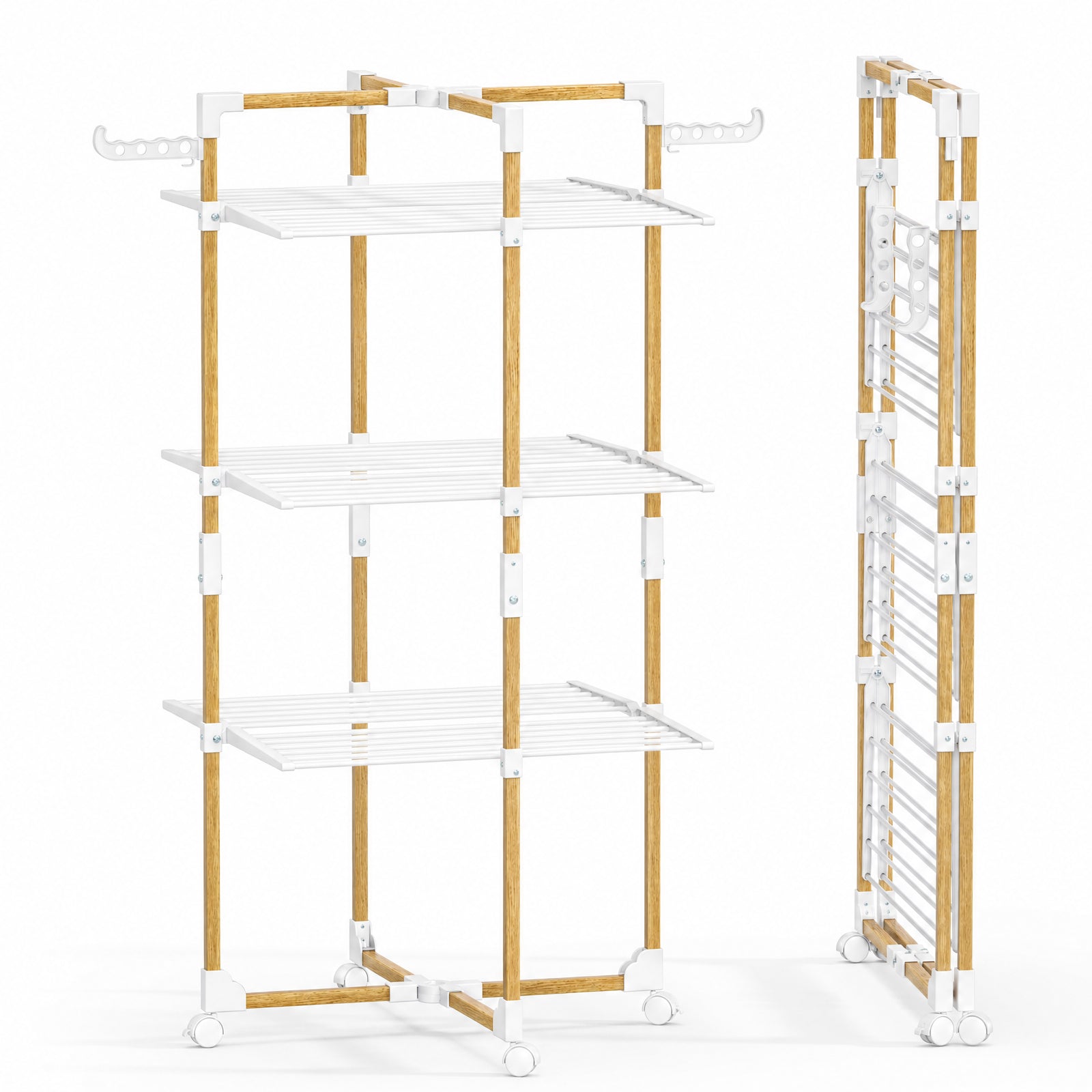 Vounot® Wäscheständer Turm 3 Ebenen Turmwäscheständer Klappbar Wäscheturm Weiß