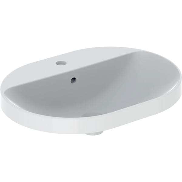 Geberit Einbauwaschtisch VariForm 60x45cm, m HLB, m Ü, ellip., US glas./we