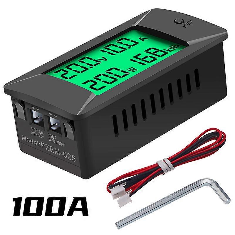 Voltmètre-ampèremètre Cc 0-300 V 300 A, Testeur De Batterie De Voiture, Mesure De L'Énergie Électrique (kwh), Moniteur De Tension Et De Puissance, 12 V, 24 V, 48 V, 96 V + Shunt (pzem-025 100 A)