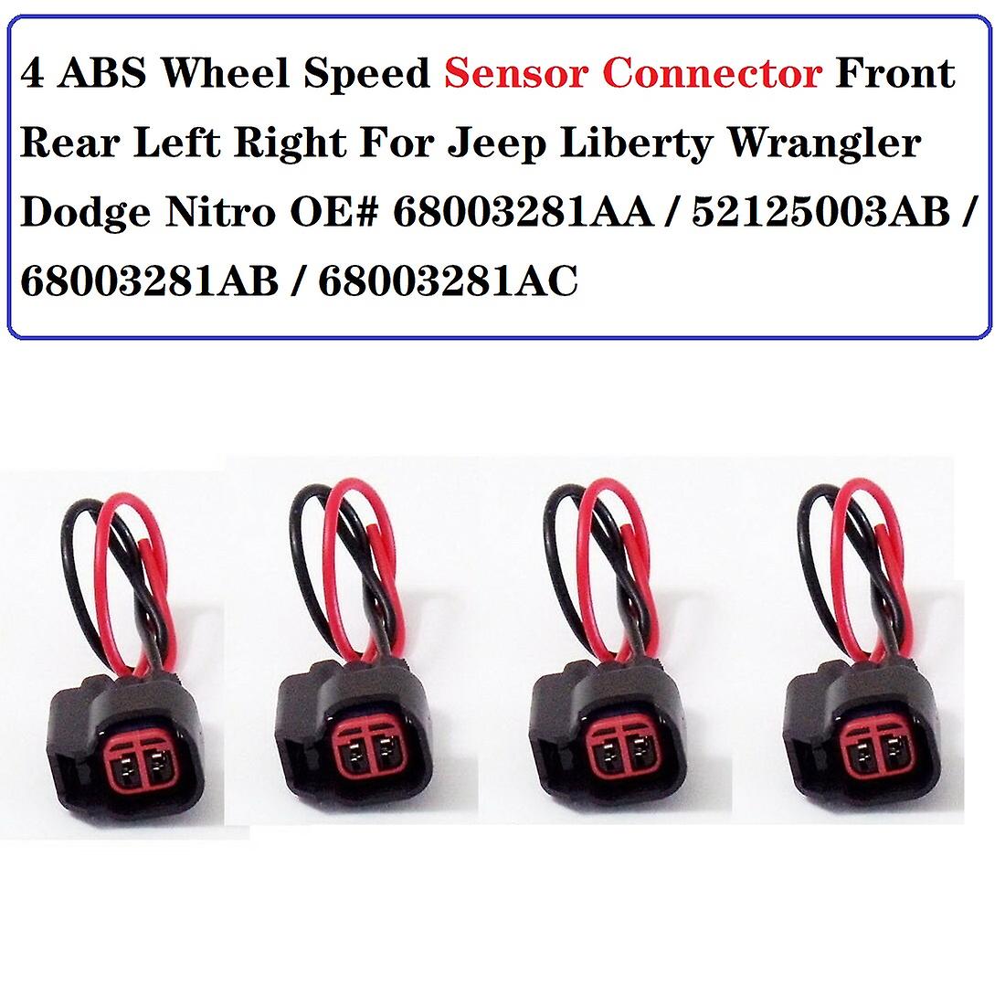 Capteur De Vitesse De Roue Abs Avant/arrière Gauche/droite 68003281ac Pour Jeep Wrangler 07-17 52125003aa52125003ab52125003ad52125003ac (4 Connecteurs Uniquement)
