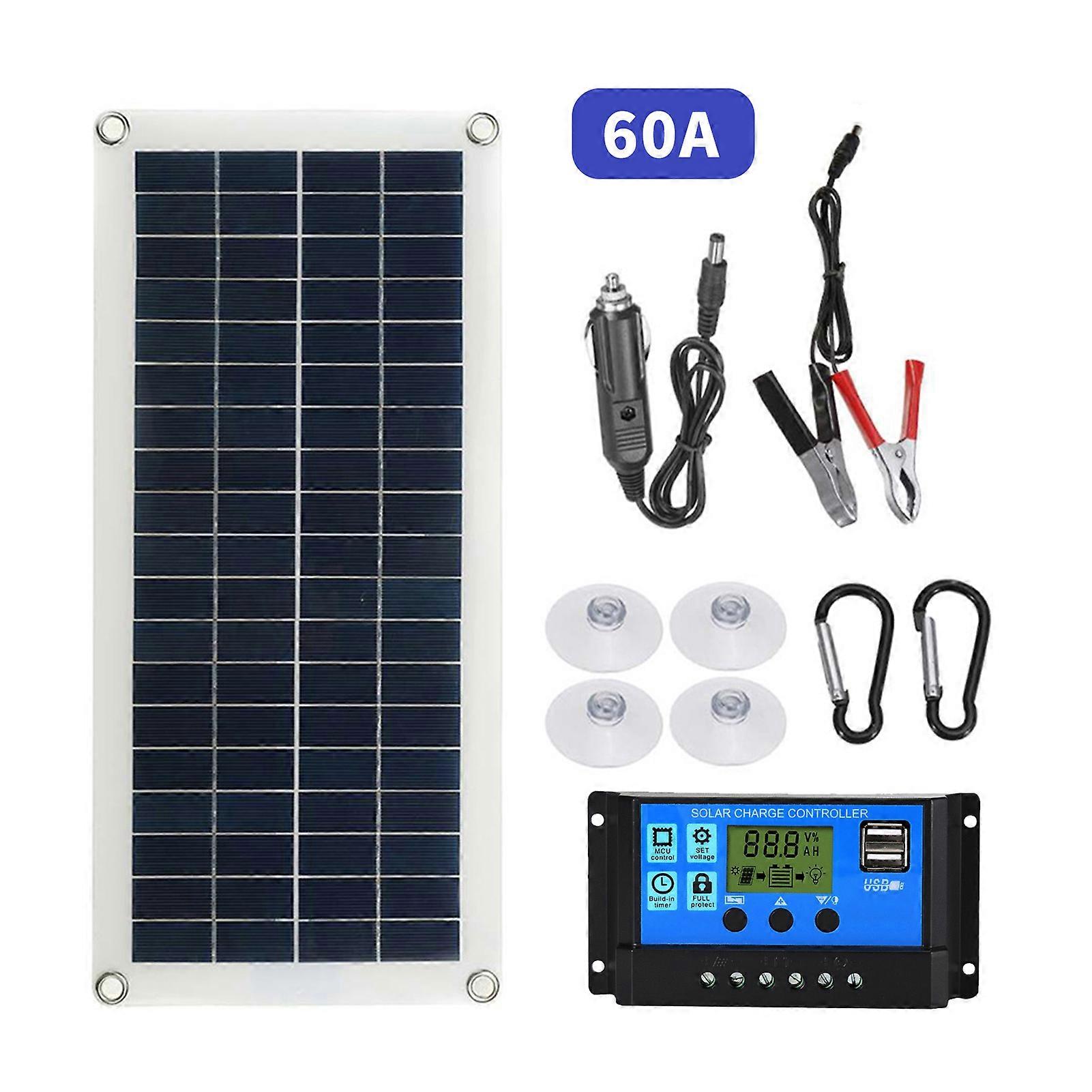 Kit De Panneau Solaire Flexible Portable 300 W, Carte Solaire De Chargement Usb 12 V Avec Contrôleur, Chargeur Solaire Étanche Pour Téléphone, Voiture, Bateau (ensemble 10 A)