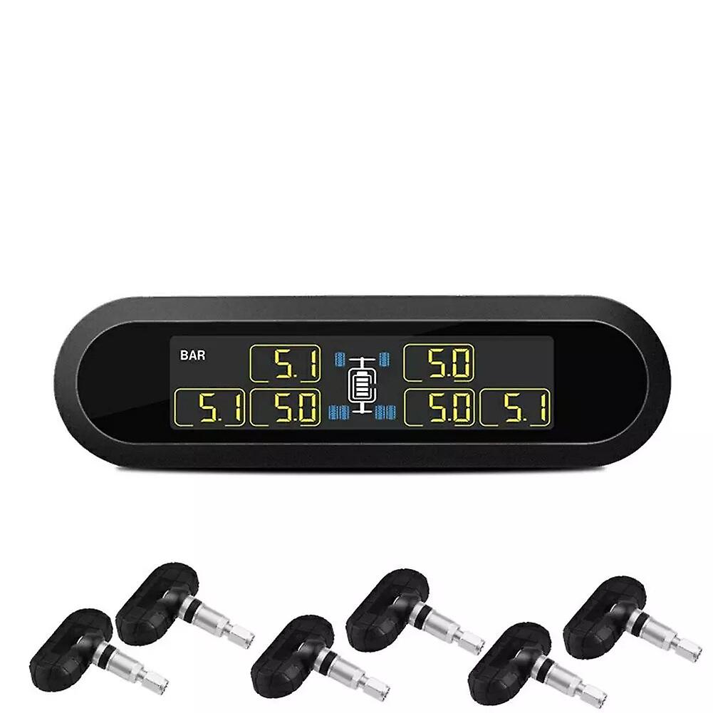Système De Surveillance De La Pression Des Pneus Tpms Pour Voiture, Écran Lcd Numérique Hd, 6 Capteurs Internes, Alarme De Pneu Sans Fil