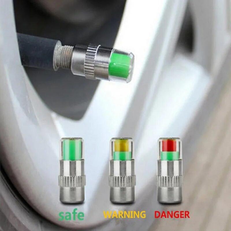 Kit De 4 Capteurs De Pression De Pneus 2,4 Bar (36 Psi) Pour Voiture, Avec Indicateur De Pression Et Voyant D'Alerte.