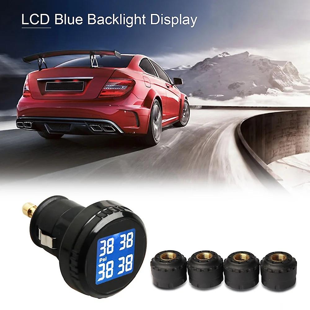 Système De Surveillance De La Pression Des Pneus Tpms Pour Voiture, Système D'Alarme De Sécurité Automobile, Affichage Lcd D'Avertissement De Pression Des Pneus Avec 4 Capteurs Externes