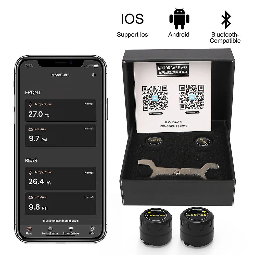 Système De Surveillance De La Pression Des Pneus Tpms Pour Motos, Compatible Bluetooth 4.0 Et 5.0, Avec Capteurs Externes (android/ios).