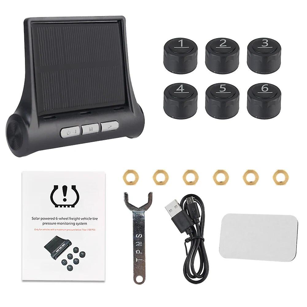 Système De Surveillance De La Pression Des Pneus Pour Camions Et Véhicules (tpms Solaire) Avec 6 Capteurs, Moniteur Numérique Solaire, Outil De Diagnostic Et Alarme.