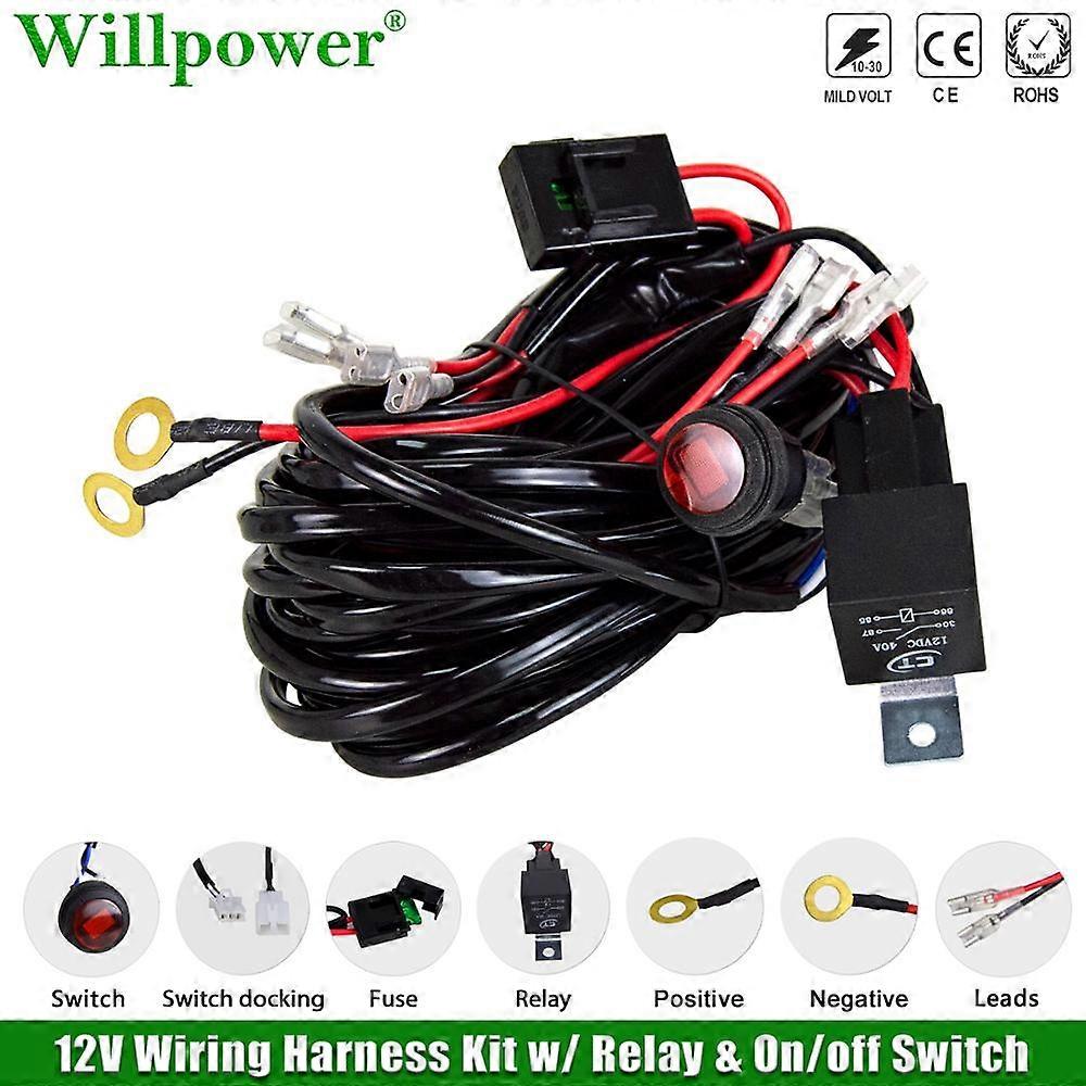 Kit De Faisceau De Câblage Pour Barre Lumineuse Led 12v 40a Pour Voiture, 1, 2 Ou 4 Fils, Pour Véhicules Tout-terrain 4x4, Camions, Suv, Pick-ups, Feux De Brouillard, Interrupteur Marche/arrêt (1 Fil)