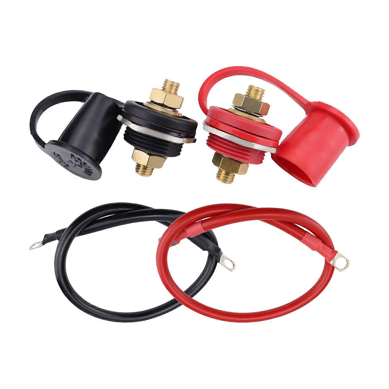 Connecteurs Traversants Pour Batterie 250 A Avec Couvercle Anti-poussière, Étanches, Avec Câbles Et Borne De Charge De Batterie À Goujon De 3/8 Po