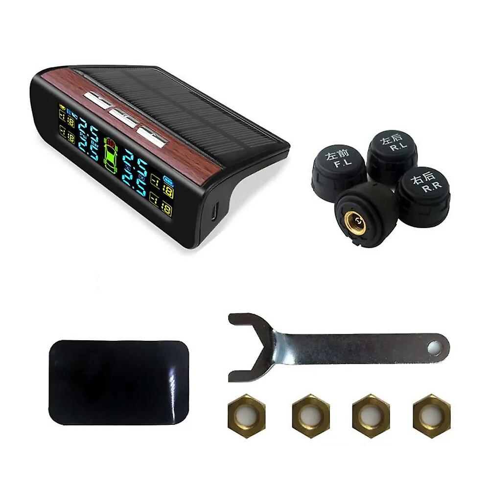 Système Tpms Sans Fil Solaire Avancé Avec Écran Lcd Et 4 Capteurs Pour Une Surveillance Précise De La Pression Et De La Température Des Pneus