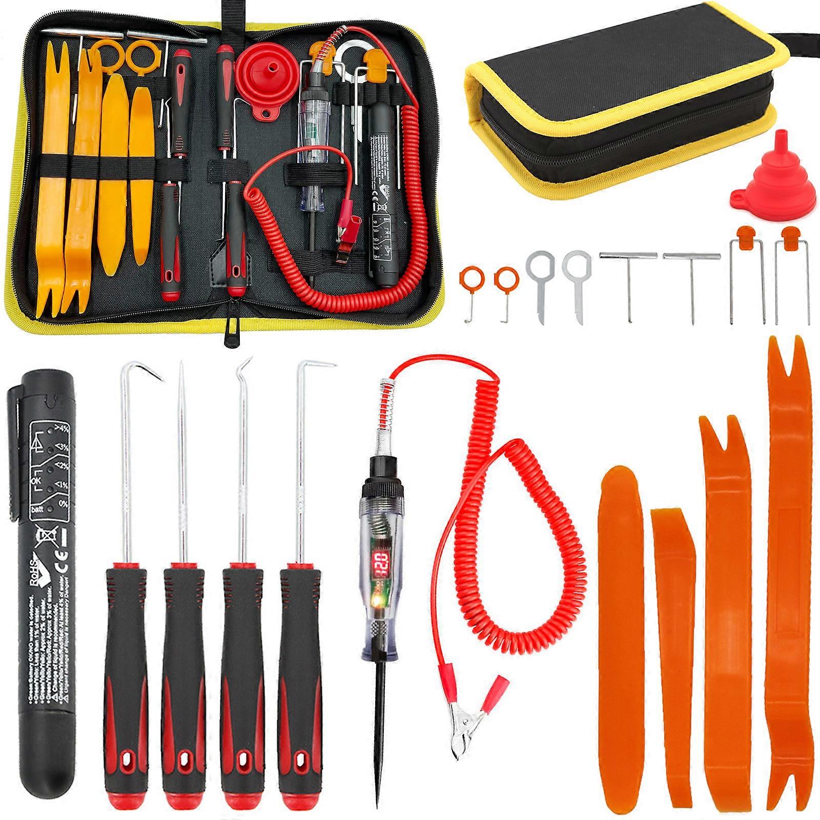 Testeur De Circuit De Tension Automobile 6v 12v 24v Cc, Stylo De Diagnostic Avec Affichage Numérique Pour Liquide De Frein, Outil De Réparation D'Autoradio, Démontage Par Levier, Avec Étui