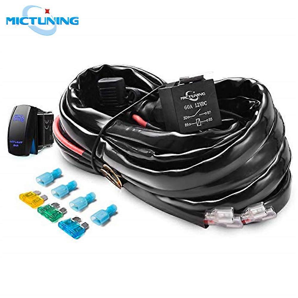 Kit De Faisceau De Câblage Pour Barre Lumineuse Led Mictuning 12awg À 2 Fils Avec Relais 60 A Et Interrupteur À Bascule Sans Fusible Pour Éclairage De Travail Led Tout-terrain (avec Un Interrupteur À