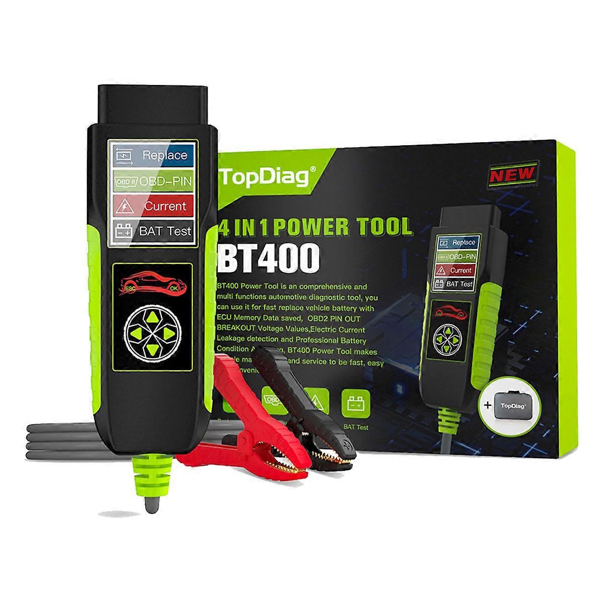 Testeur De Batterie Automobile Topdiag Bt400 : Analyseur De Batterie 12 V/24 V, 20-2000 Cca, Outil De Test De Charge Et De Démarrage Automatique (diagnostic Obd).