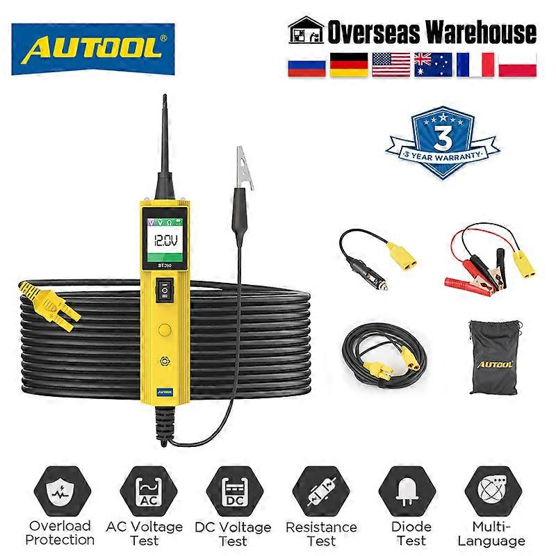 Testeur De Circuit Automobile Autool Bt260, Sonde De Puissance, Détecteur De Voiture, 6 V À 30 V, Outil De Diagnostic De Tension Avec Affichage Led Automatique Pb100
