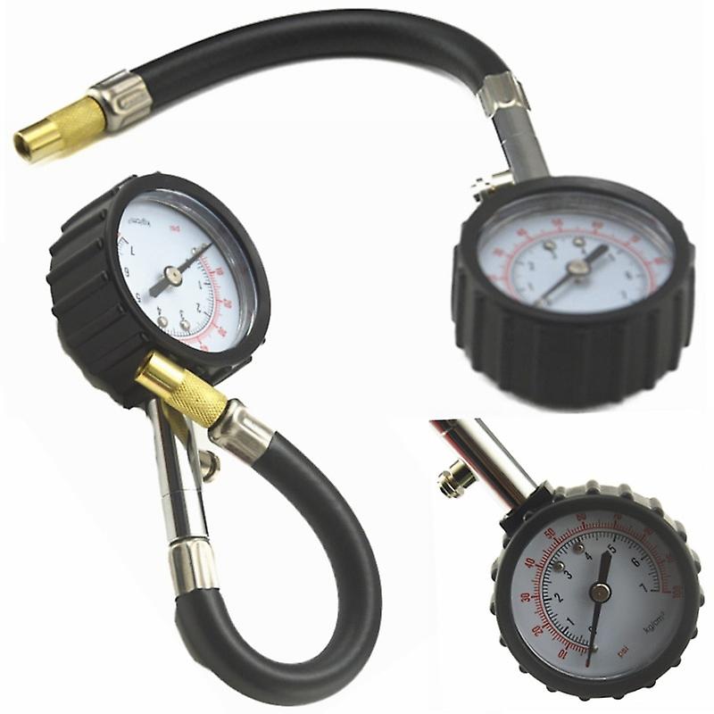 Manomètre Universel De Pression Des Pneus Pour Voitures, Camions Et Motos, Avec Tuyau Flexible Et Indicateur À Cadran. Testeur De Pression Pour Véhicules.