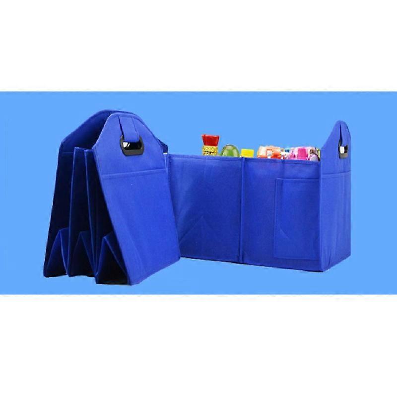 Sac De Rangement Pliable Pour Coffre De Voiture, En Tissu Non Tissé, Avec Compartiments De Rangement Et Décoration (bleu)