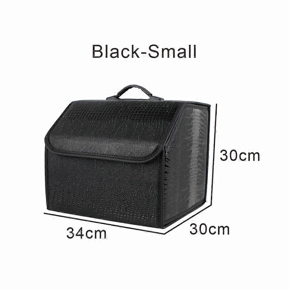 Boîte De Rangement Pliable Pour Voiture, Organisateur En Cuir Grain Crocodile Pour Coffre, Sac De Rangement Étanche (noir - S)