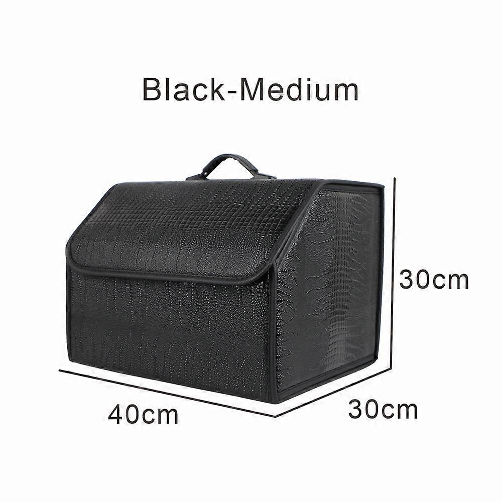 Boîte De Rangement Pliable Pour Voiture, Organisateur En Cuir Grain Crocodile Pour Coffre, Sac De Rangement Étanche (noir - M)