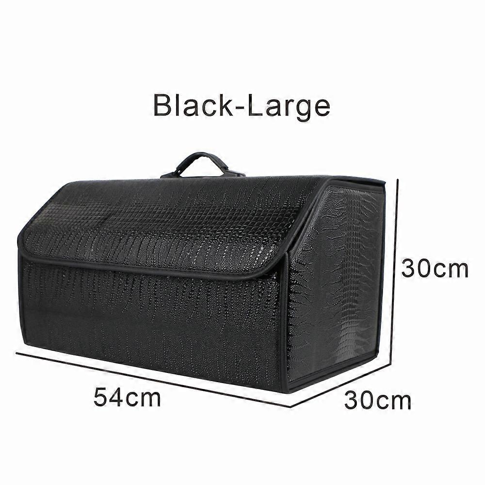Boîte De Rangement Pliable Pour Voiture, Organisateur En Cuir Grain Crocodile Pour Coffre, Sac De Rangement Étanche (noir - L)