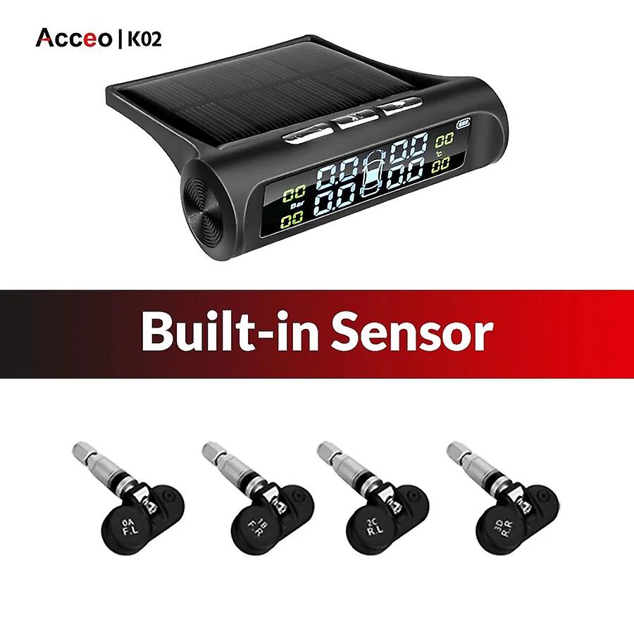 Système D'Alarme De Pression Des Pneus Pour Voiture, Alimenté À L'Énergie Solaire, Avec Affichage Numérique, Système De Surveillance De La Pression Des Pneus Tpms Pour Voiture Intelligente Et Pompe À