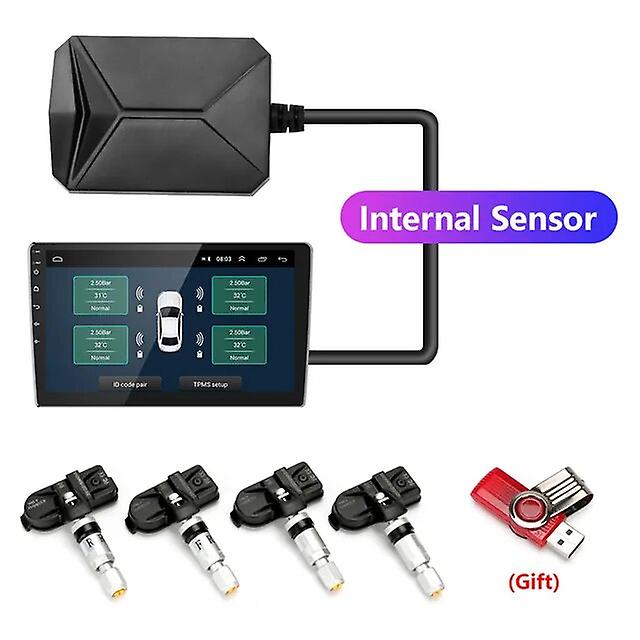 Système De Surveillance De La Pression Des Pneus Srnubi Tpms Android Pour Autoradio/lecteur Dvd, Avec Capteur Usb Interne/externe Pour Pneu De Secours (capteur Intégré).