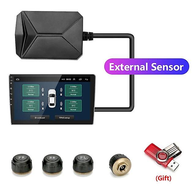 Système De Surveillance De La Pression Des Pneus Srnubi Tpms Android Pour Autoradio/lecteur Dvd : Capteur Usb Interne/externe Pour Pneu De Secours (capteur Externe).