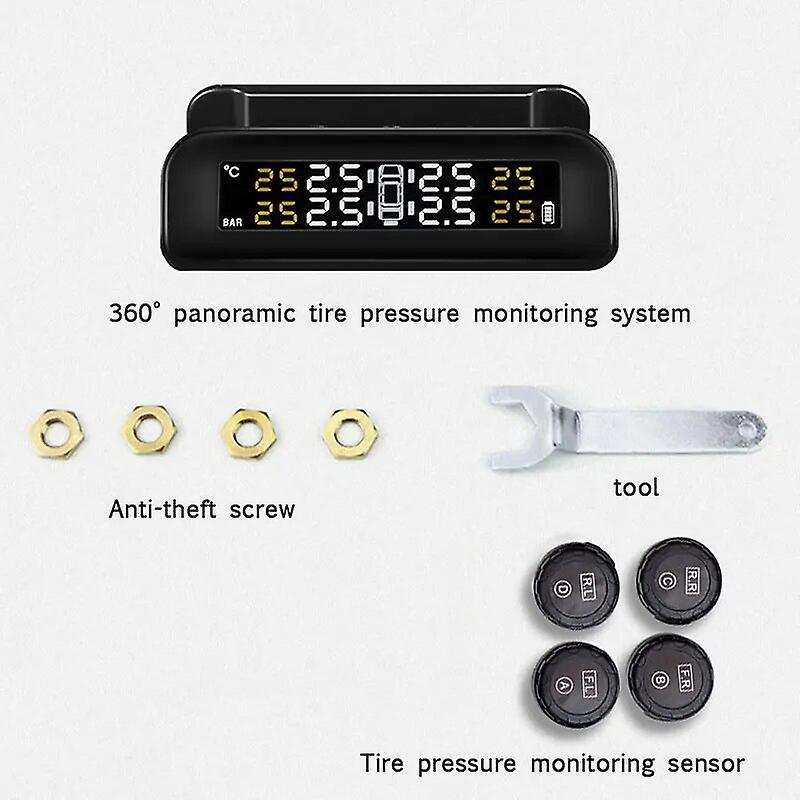 Système De Surveillance De La Pression Des Pneus Tpms (2021) Avec Affichage En Temps Réel, Fixé Au Pare-brise, Alimentation Solaire Sans Fil Et 4 Capteurs.