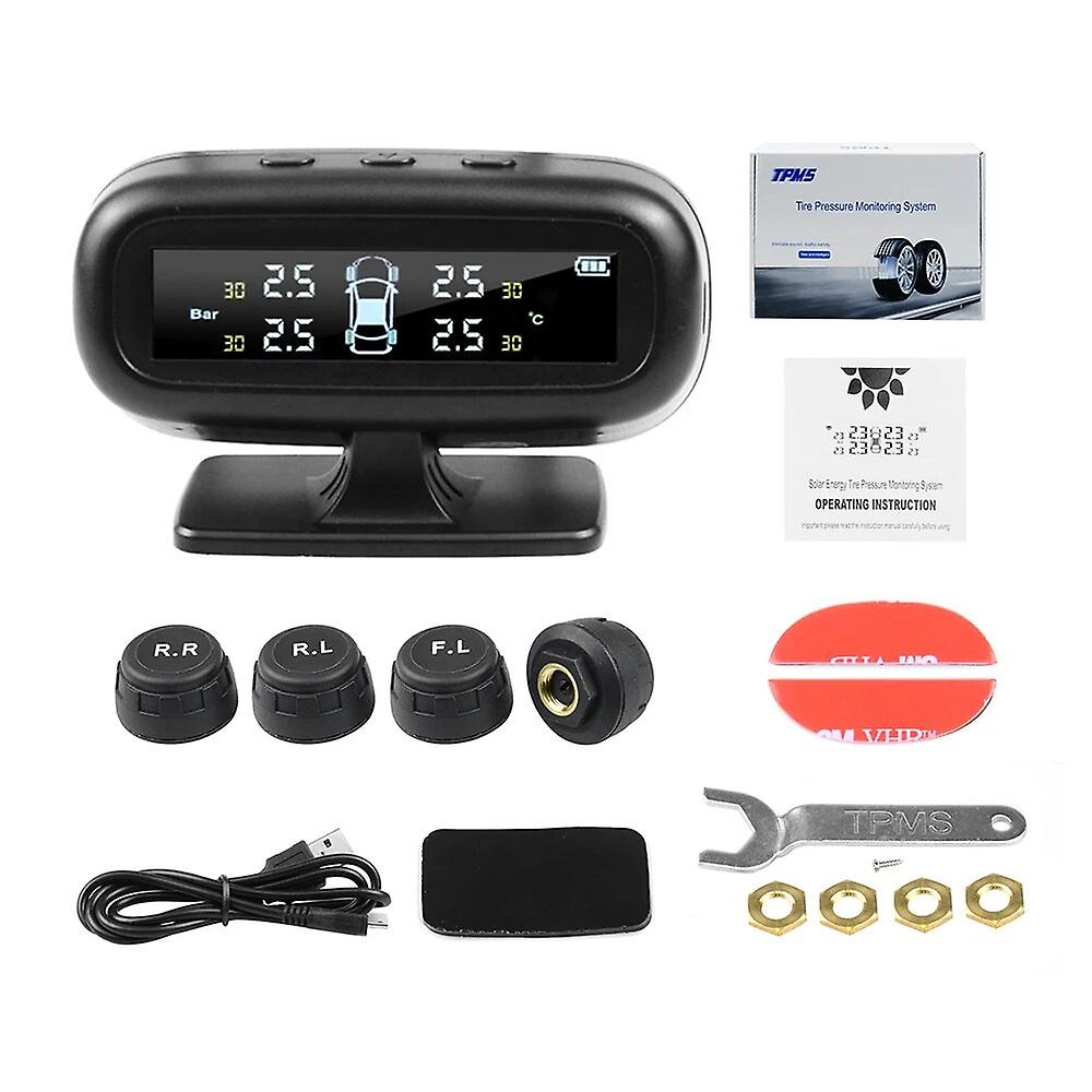 Système De Surveillance Et D'Alarme De Pression Des Pneus Tpms, Affichage Dans La Voiture, Alimentation Solaire Interne/externe, Avertissement De Température (externe 2)