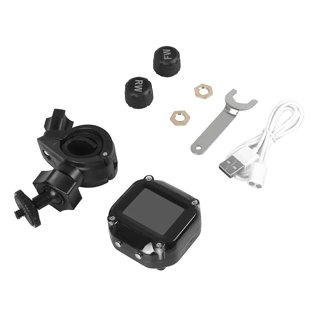Système De Surveillance De La Pression Des Pneus Tpms Pour Moto, Étanche, Avec Écran Lcd, Température Et 2 Capteurs Externes.