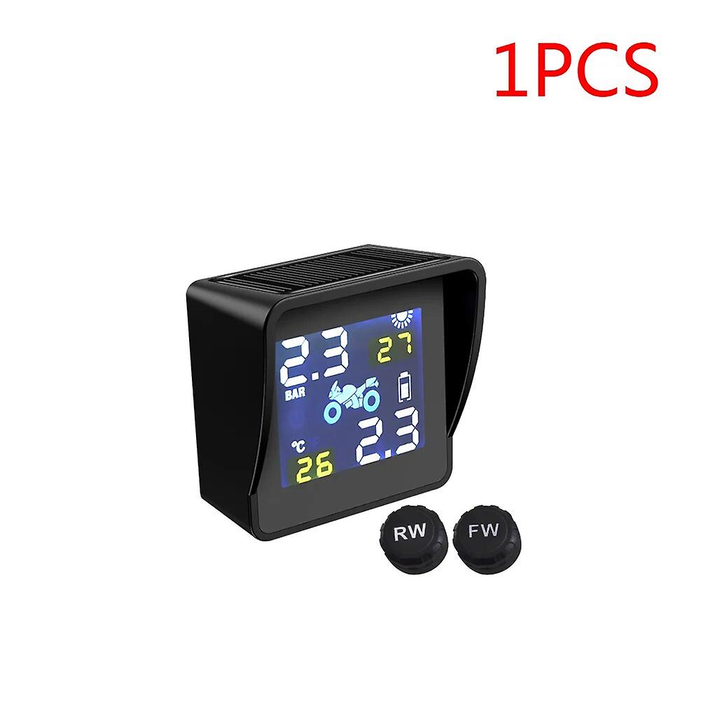 Système De Surveillance De La Pression Des Pneus Tpms Solaire Pour Moto, Alarme De Température Des Pneus, Avec 2 Capteurs Intelligents (1 Pièce)