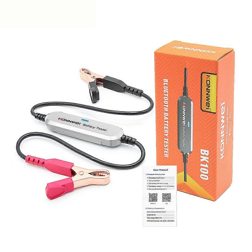 Testeur De Batterie De Voiture Sans Fil Bk100 Bt Cca : 100-2000 6 V 12 V Détection Test De Charge Au Démarrage Testeur De Batterie Au Plomb-acide (gris)