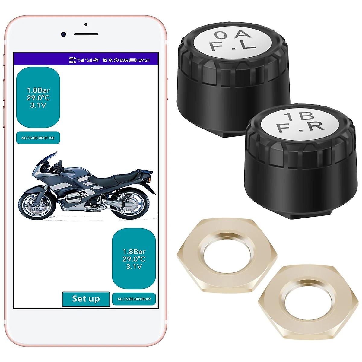 Système De Surveillance De La Pression Des Pneus Sans Fil Bluetooth Pour Motos Et Voitures : Application De Capteurs De Pression Des Pneus Avec Alarme De Pression (motos).