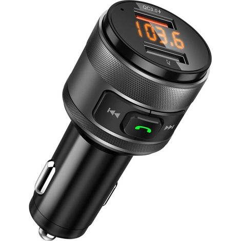 Bluetooth-fm-transmitter-adapter, Kabelloses Qc3.0-usb-freisprech-autoladegerät, Dual-usb-radioadapter Und -ladegerät Mit Led-bildschirm Für Ios- Und Android-geräte