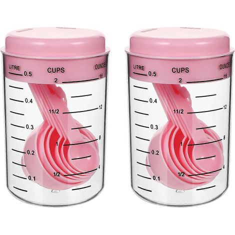 Messbecher- Und Löffelset Aus Kunststoff, Messbecher Zum Backen, Milchpulverlöffel, Küchenutensilien – 13,5 X 8 Cm – Rosa